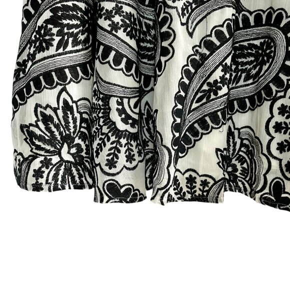 Tommy Hilfiger Embroidered Fit & Flare Midi Dress 10 | Black White A-Line Lined - Picture 12 of 16